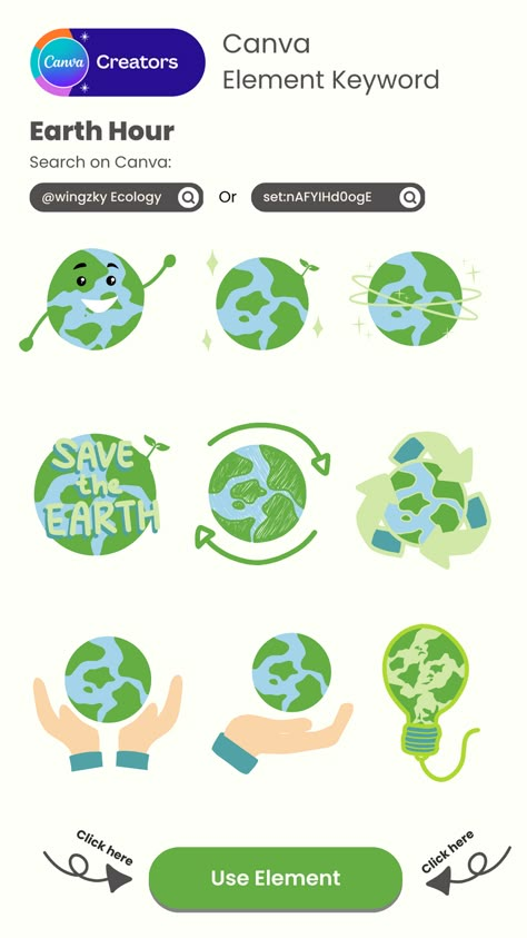 Earth Hour Save The Earth Ecology Recycle Go Green Canva Element Keyword // set:nAFYIHd0ogE canvafontrecommendation #element #canvacreation #creativefontscanva #kidselementcanva #elementary🌾 Environment Canva Elements, Canva Slides, Canva Free Elements, Earth Projects, Earth Day Posters, Canva Keywords, Earth Poster, World Earth Day, Alphabet Photos