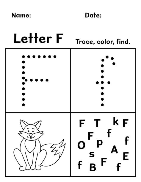 Letter F Worksheets For Preschool, Letter F Tracing Worksheets, Preschool Alphabet Printables, Alphabet Letter Matching, Letter Recognition Worksheets, Letter Worksheets For Preschool, Alphabet Letter Crafts, New Vocabulary, Abc Worksheets