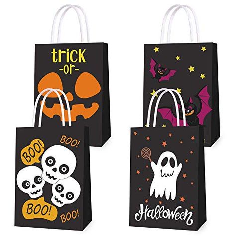 AmazonSmile: LOKIPA Halloween Paper Gift Bags, 24 Halloween Paper Bags with Handle, Reusable Kraft Paper Treat Goody Bags for Kids,Trick or Treat and Party Favors : Toys & Games Halloween Treat Bags For Kids, Treat Bags For Kids, Halloween Paper Bags, Trick Or Treat Candy, Halloween Treat Boxes, Halloween Goodie Bags, Bags For Kids, Halloween Party Gifts, Halloween Candy Bags