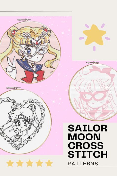 Sailor Moon Cross Stitch, Moon Cross Stitch Pattern, Moon Cross Stitch, Cheap Hobbies, Tiny Cross Stitch, Pixel Art Pattern, Embroidery Inspiration, Pattern Art, Sailor Moon