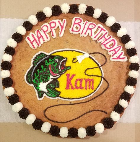 Fishing Cookie Cake, Cookie Cake Ideas, Cookie Cake Decorating Ideas, Birthday Cookie Cake, Wilton Decorating Tips, Fish Cake Birthday, Cookie Cake Designs, Cottage Food, Fish Cookies