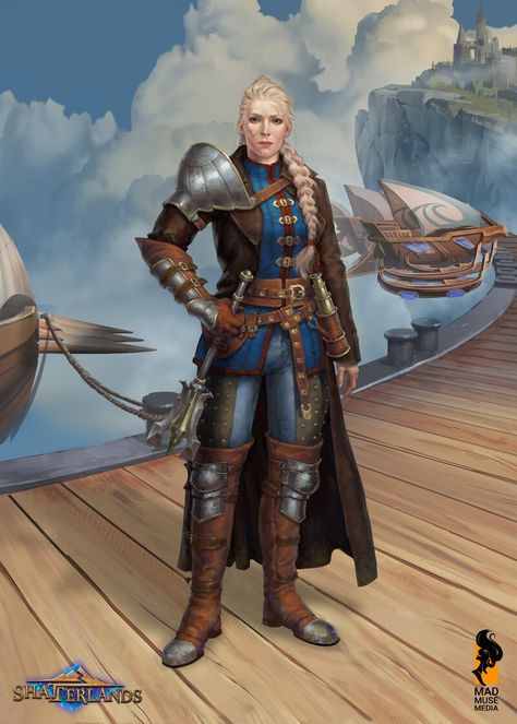 ArtStation - SHATTERLANDS| HERO Airship Captain, Medium Armor, Game Inspiration, Sci Fi Art, Female Images, Art Director, Fantasy Art, Sci Fi, Zelda Characters