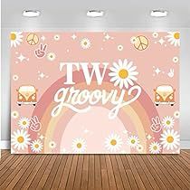 Groovy 2nd Birthday, 2nd Birthday Party Decorations, Peace Love Party, Two Groovy Birthday, Background Cake, Backdrop Boho, Table Banner, Two Groovy, Groovy Birthday