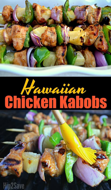 Sweet and Savory Hawaiian Chicken Kabobs – Hip2Save Sweet Hawaiian Chicken Recipe, Hawaiian Chicken Skewers, Hawaiian Kabobs, Hawaiian Grilled Chicken, Tailgate Foods, Hawaiian Chicken Kabobs, Traeger Cooking, Hawaiian Chicken Recipes, Chicken Kabob Recipes