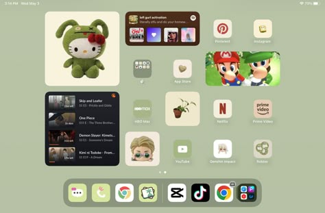 Green Ipad Layout, Ipad Customization Home Screen, Ipad Ios, Timmy Time, Custom Ipad, Procreate Ipad, Minimalist Icons, Ipad Kids, Homescreen Layout