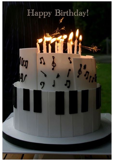 Happy Birthday Massage, Birthday Cake For Son, Happy Birthday Piano, Bolo Musical, Cake Music, 75 Birthday Cake, Piano Cake, Piano Cakes, Happy Birthday Music