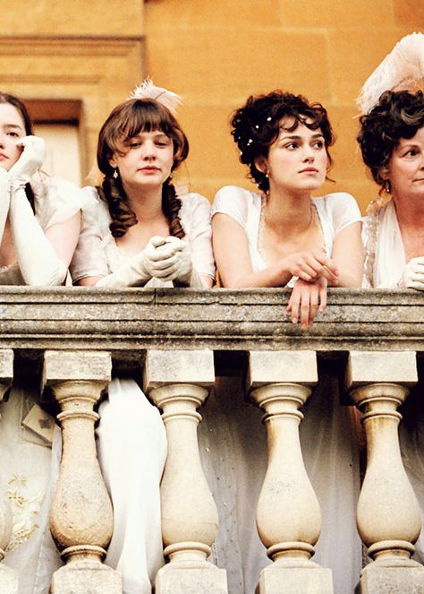 With costar Carey Mulligan in "Pride and Prejudice", 2005 Pride And Prejudice Aesthetic, Bennet Sisters, Regency Ball, Most Ardently, Claude Debussy, Pride And Prejudice 2005, Jane Austin, Style Headband, Elizabeth Bennet