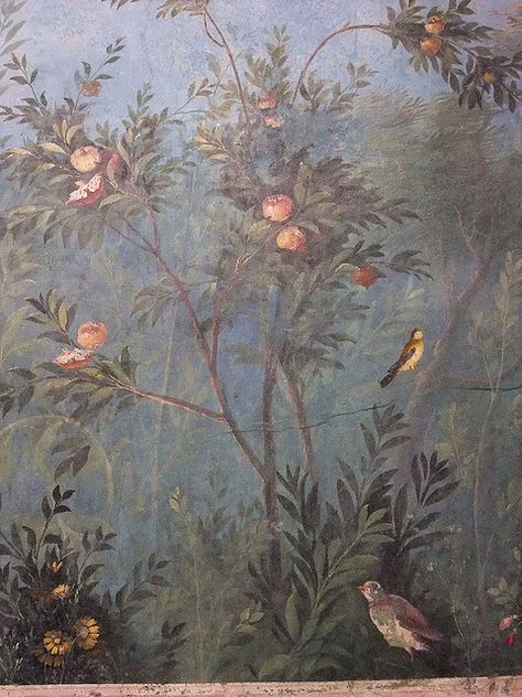 Mural from the triclinium of the Villa of Livia at Prima Porta Roman 1st century CE | Flickr - Photo Sharing! Underground Garden, Roman Garden, Birds And Flowers, Roman Art, 1st Century, Garden Painting, Interesting Photos, Pompeii, Ancient Rome