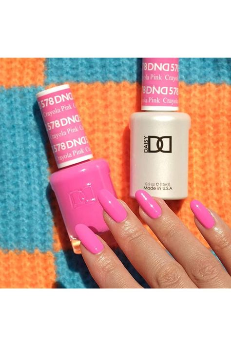 DND Gel Polish Set - 1 each of Pink Gel Polish and Pink Nail Polish, 578 Crayola Pink, 0.5 Fl Oz Dnd Pink, Dnd Nail Colors, Dnd Polish, Dnd Colors, Dnd Nails, Blue Gel Polish, Gel Nail Polish Brands, Gel Nails Colors, Dnd Gel Nail Polish