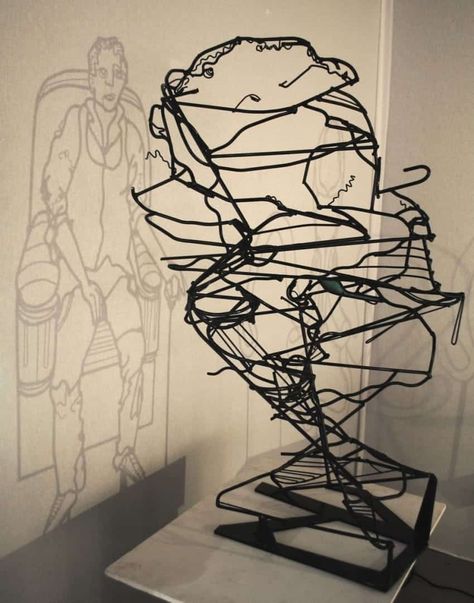 Spitting Image, Art Gallery Interior, French Sculptor, Art Beat, Wire Sculptures, Perspective Art, Shadow Art, Illusion Art, Wire Sculpture