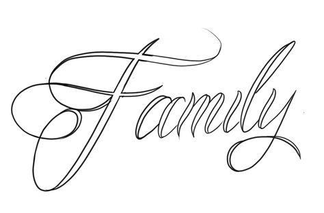 Family Tattoos Stencil, Family Lettering Tattoo Design, Family Font Tattoo, Family Tattoo Stencil, Family Script Tattoo, Family Over Everything Tattoo, Cross With Wings Tattoo, Family First Tattoo, Fonts For Logos