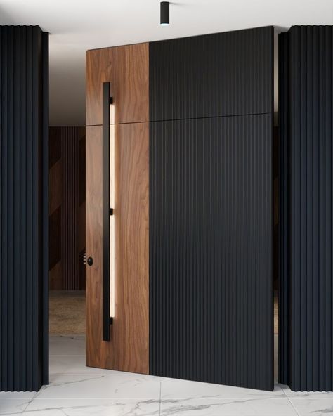 Wood Room Door, Security Door Design, Modern Wood Doors, Designer Doors, Latest Door Designs, Front Door Security, Entry Door Designs, Home Front Door, House Main Door