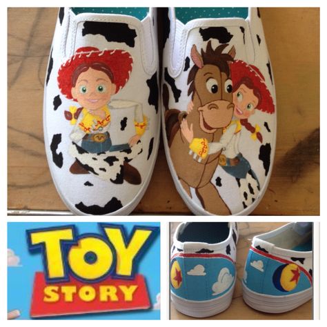 Custom painted women's shoes #Jessie #ToyStory #Disney #Art #Shoes Toy Story Shoes, Disney Jessie, Painted Shoes Diy, Art Shoes, Shoes Diy, Custom Painted, Diy Shoes, Painted Shoes, Custom Shoes