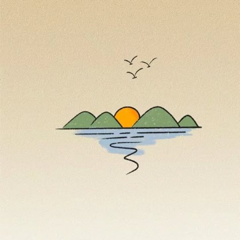 Peaceful Doodles, Simple Nature Illustration, Marker Doodles Ideas, Nature Doodles Simple, Easy Drawing Designs, Flowing Drawing, Minimal Art Drawing, Nature Drawing Easy, Doodling Inspiration