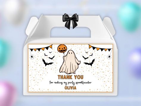 Halloween Gable Box Label, Editable Halloween Treat Box, Spooktacular Costume Party, Ghost Party Favors, Instant Download Canva Template H01 Halloween Treat Boxes, Ghost Party, Gable Boxes, Treat Box, Halloween Treat, Font Types, Treat Boxes, Halloween Treats, Banners Signs