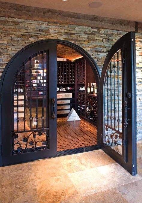 Modern-Rustic-Interiors-John Kraemer-08-1 Kindesign English Bar, Wine Rooms, Wine Cellar Door, Wine Closet, Wine Cave, Home Wine Cellars, Minnesota Home, Wine Cellar Design, Cellar Design