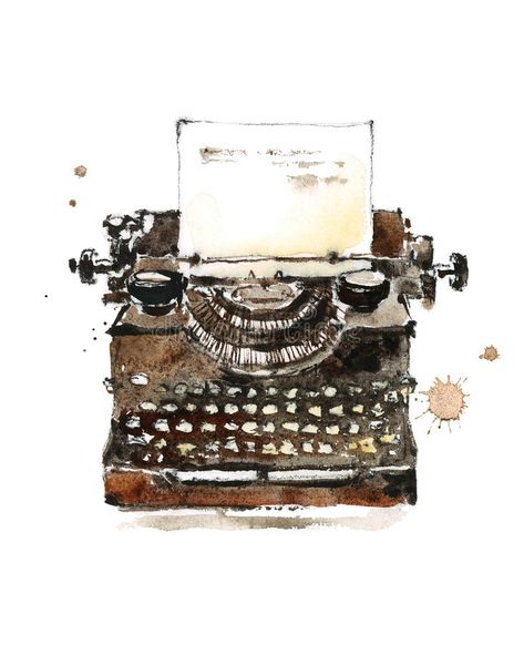 Old Vintage Typewriter Watercolor Illustration Hand Painted. Watercolor illustra , #AFF, #Illustration, #Hand, #Watercolor, #Vintage, #Typewriter #ad Typewriter Tattoo, Typewriter Art, Painted Illustration, Watercolor Vintage, 22 December, Vintage Typewriter, 수채화 그림, Vintage Typewriters, Old Vintage