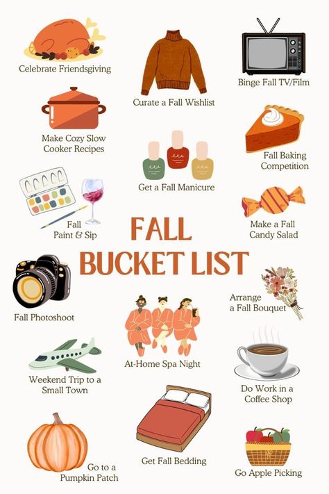 Sharing the best fall bucket list ideas, specifically curated for the girlies! Think girls' trips, spa nights, cozy cafes, and dinner parties Fall Bucket List 2024, Romanticize Fall, Autumn List, Fall Bucket List Ideas, Autumn Bucket List, Fall Planning, Fall Gift Baskets, Hygge Living, Girls Trips