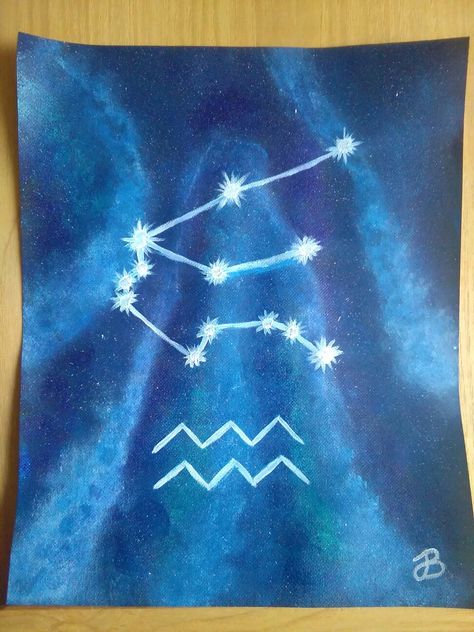 Acrylic painting Aquarius constellation by Josie Birchall Aquarius Painting Ideas Canvas, Aquarius Canvas Painting, Aquarius Painting, Aquarius Constellation, Diy Canvas Art Painting, Paint Pens, Diy Canvas Art, Diy Canvas, Canvas Art Painting