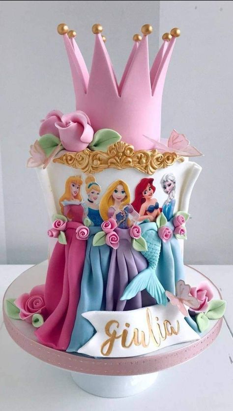 Princes Cake Ideas, 3rd Birthday Princess Cake, Princesses Cake Ideas, Birthday Cake Princess Disney, Disney Princesses Birthday Cake, Princess Cakes Ideas Girl Birthday, Disney Princess Theme Cake, Princesses Birthday Cake, Princess Disney Cake