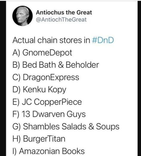 Dnd Campaign Starters, Bad Dnd Ideas, Dnd Campaign Inspiration, Modern Dnd Campaign Ideas, Dnd Shop Names, Dnd Oneshot Ideas, D&d Dm Tips, Dm Tips Dnd, Dnd Encounter Ideas