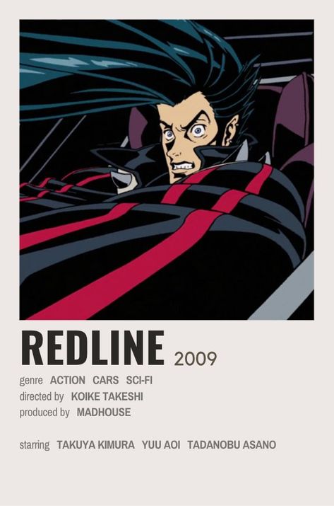 Redline Anime, Redline Movie, Ninja Scroll Anime, Movie Poster Template, Animated Movie Posters, Aesthetic Types, Takuya Kimura, Manga Wall, Anime List