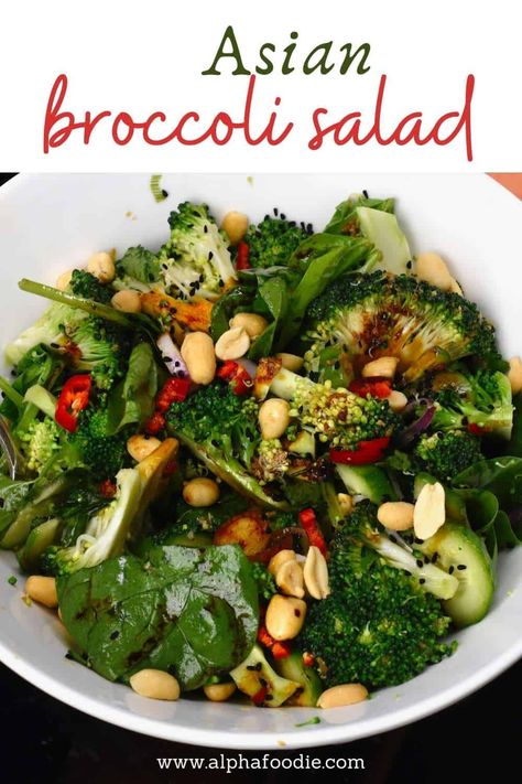 Lettuce Broccoli Salad, Salad Asian Recipes, Broccoli Salad Asian, Green Asian Salad, Asian Brocolli Salad, Asian Vegetable Salad, Salad Recipes With Broccoli, Cold Broccoli Salad Recipes, Asian Broccoli Salad