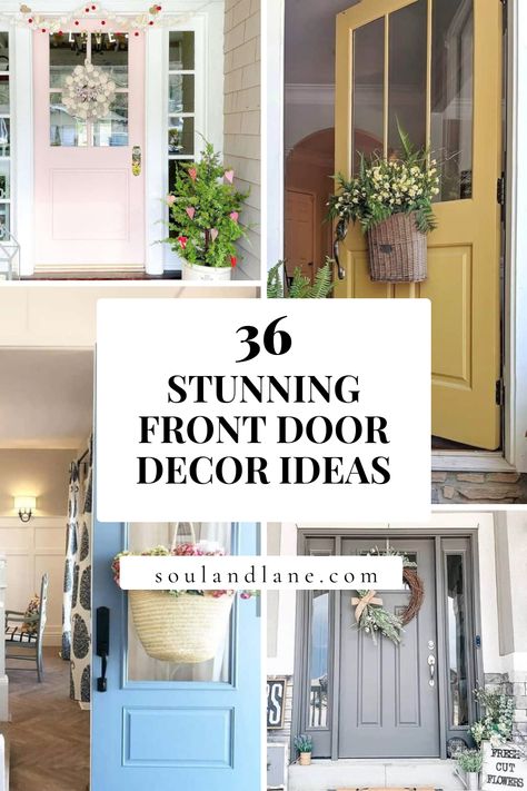 Step up your curb appeal game with these front door decor ideas that are anything but bland! From whimsical wreaths to statement door knockers, discover creative ways to make your entrance stand out and leave a lasting impression on your guests and neighbors. Above Front Door Decor, Apartment Front Door Decor Entrance, Front Door Decor Ideas Entrance, Apartment Front Door Decor, Apartment Door Decor, Statement Door, Entry Way Door, Front Entrance Decor, Front Door Accessories