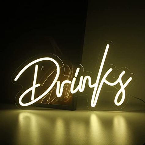 Bar Sign,Neon Signs for Wall Decor,Warm White Neon Light Drinks Letters Led Neon Bar Signs USB Powered Light Up Wall Decor for Teen Boys Room Bedroom Restaurant Bar Hotel Light Up Bar Sign, Room Improvement, Coin Bar, Light Drinks, White Drinks, Neon Bar Signs, Light Words, Neon Wall Signs, Teen Boy Room