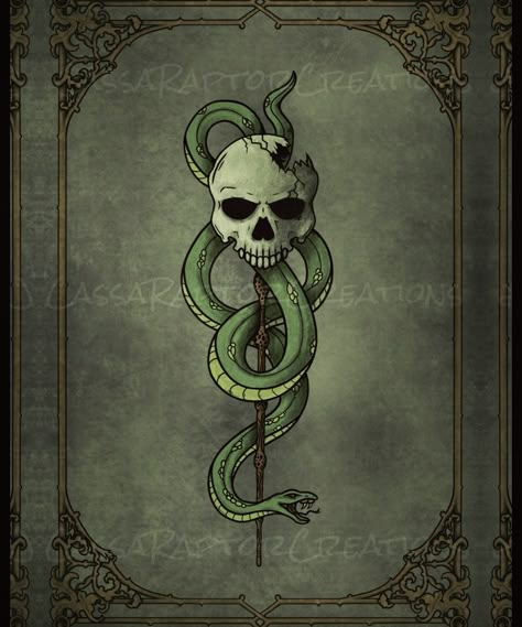 Slytherin Tattoo, Harry Potter Dark Mark, The Dark Mark, Dark Mark Tattoos, Slytherin Snake, Slytherin Wallpaper, Harry Potter Painting, Harry Potter Illustrations, Harry Potter Tattoos