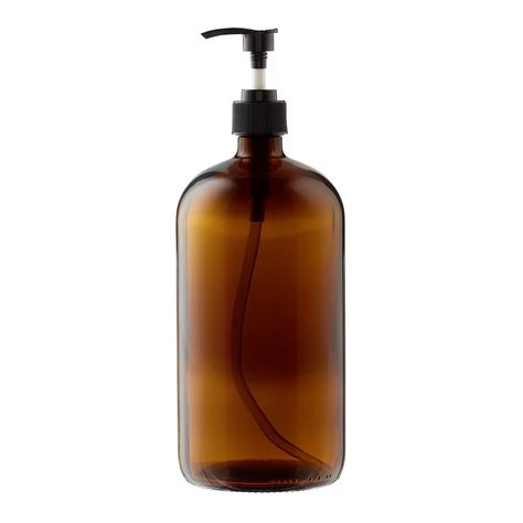 Amber Glass Pump Bottle | The Container Store Laundry Room Accessories, Mudd Room, Laundry Room Baskets, Glass Soap Dispenser, Drying Racks, Cabin Bathrooms, Drying Rack Laundry, Laundry Drying, Glass Spray Bottle