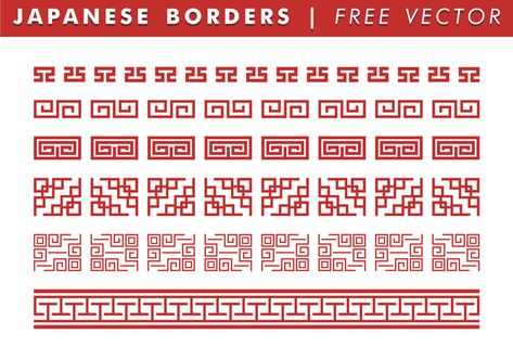 Japanese Borders Free Vector Asian Art Projects, Chinese Clipart, Drawing Borders, Dali Art, Borders Free, Samurai Artwork, School Organization Notes, Needlepoint Designs, Needlepoint Patterns