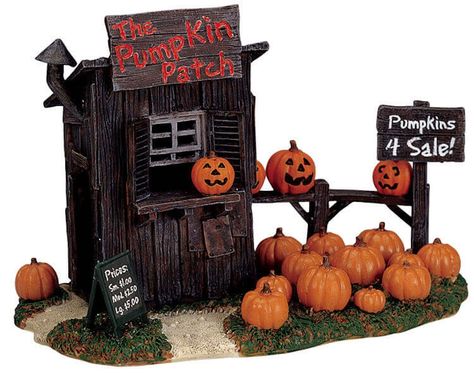 The Pumpkin Patch Diy Halloween Village, Lemax Halloween, Halloween Village Display, Lemax Spooky Town, Haunted Dollhouse, Halloween Arts And Crafts, Spooky Town, Halloween Miniatures, Halloween Village