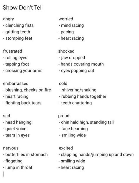 Story Words Writing, Different Words For Walk, Describing Your Character, Show Not Tell Emotions, Describing Shock Writing, Writing A Character Description, Body Types Description, Wattpad Profile Description Ideas, Story Ideas For Wattpad