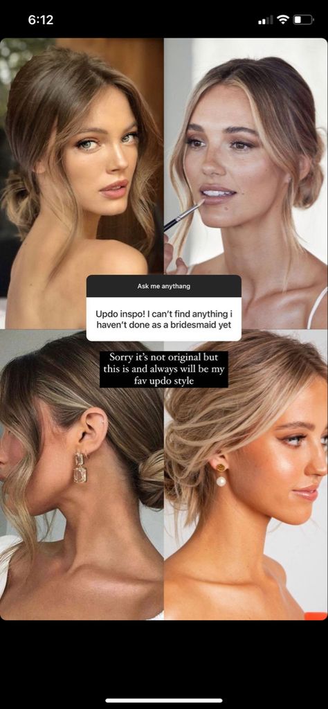 Black Tie Wedding Updo, Bridesmaid Hair 2023 Trends, Sleek Updo Bride, Messy Ponytail Front View, High Neck Wedding Dress Hair Down, Hair Styles For Beach Wedding Guest, Middle Part Up Do Wedding, Day Wedding Hair Guest, Front Bridal Updo