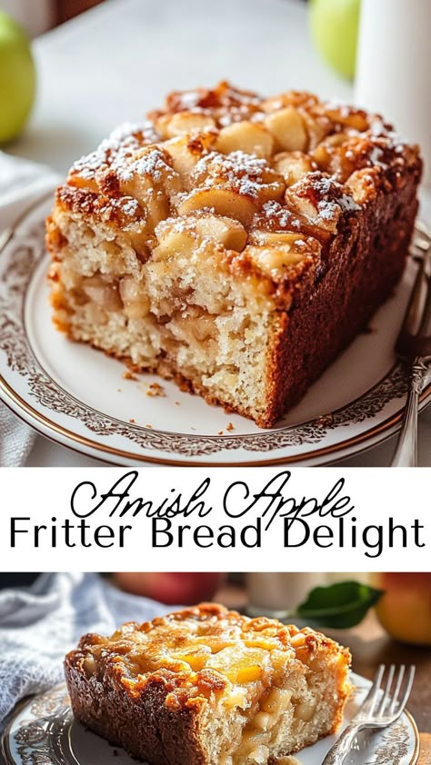 Enjoy Delicious Amish Apple Fritter Bread, a recipe full of spiced apples and a sweet glaze that’s perfect for fall. This bread is ideal for breakfast, dessert, or an afternoon snack. Add it to your fall recipes collection for a cozy, homemade treat that everyone will love! Amish Apple Scrapple, Amish Apple Fritter Bread Recipe, Famous Apple Fritter Bread, Apple Spice Desserts, Sourdough Discard Apple Fritter Bread, Amish Apple Bread, Amish Apple Fritter Bread, Sourdough Apple Fritter Bread, Country Apple Fritter Bread Recipes