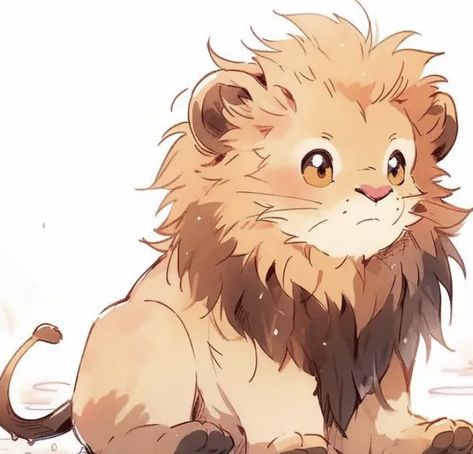 Lion Icon Aesthetic, Cute Lion Drawing Kawaii, Cute Lion Art, Lion Chibi, Lion Cub Drawing, Cute Lion Drawing, White Lion Art, Lion Doodle, Cute Lion Cartoon