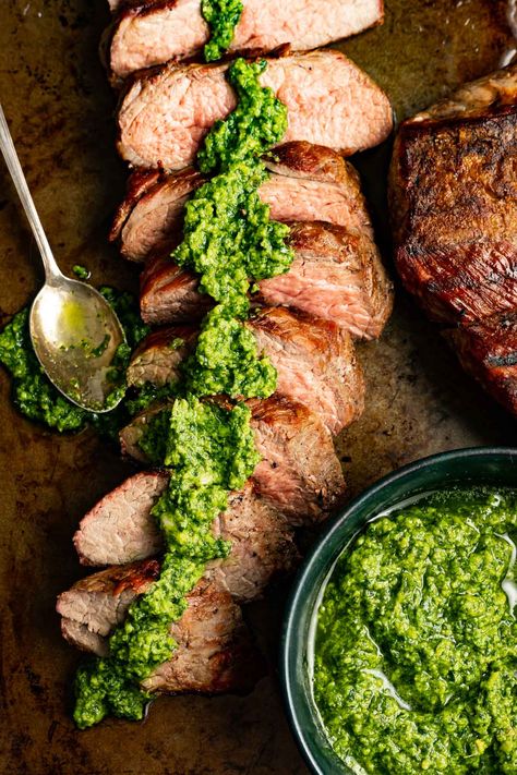 Tri-Tip with Creamy Avocado Chimichurri #keto #grilling #recipe #lchf #lowcarb Tri Tip Recipes, Flank Steak With Chimichurri, Teriyaki Skewers, Cast Iron Keto, Avocado Chimichurri, Keto Creamed Spinach, Steak With Chimichurri, Teriyaki Chicken Skewers, Low Carb Tacos