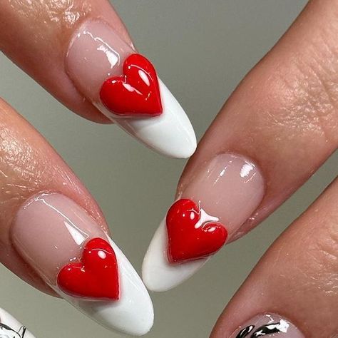 MIRRORS on Instagram: "Be my valentine? . . . . . #handpainted #3dnailart ##nailartist #nailart #naildesigns #naildesign #frenchtipnails #gelxnails #explorepage #explore #explorenails" Valentines Nails 3d, Valentines Day Nails 3d, 3d Valentines Nails, Valentine 3d Nails Design, Valentines Day Nails Drawing, Valentines Day Nails Airbrush, Red Nail Design, Valentines Day Nails Graffiti, Nails Valentine