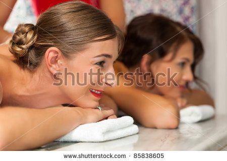 Wellness - two young women, presumably friends, getting a massage in their vacation - stock photo Massage Images, Getting A Massage, A Massage, 3d Objects, Massage, Stock Photos, Illustrations