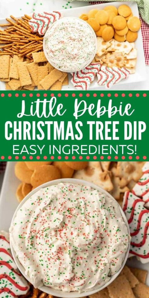 Christmas Tree Dessert Dip, Christmas Cake Dip Recipe, Christmas Dips And Appetizers Easy, Christmas Fluff Dip, Little Debbie Dip Recipes, Christmas Tree Dip Recipe, Christmas Desserts Dip, Christmas Tree Deserts, Little Debbie Christmas Trifle