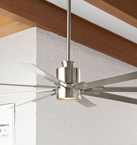 11 Modern Ceiling Fans That Are Actually Attractive — Annual Guide 2017 Bedroom Silver, Silver Ceiling Fan, Ceiling Fan Makeover, Living Room Ceiling Fan, Ceiling Fan Bedroom, Led Bedroom, Hunter Ceiling Fans, Best Ceiling Fans, Contemporary Ceiling Fans