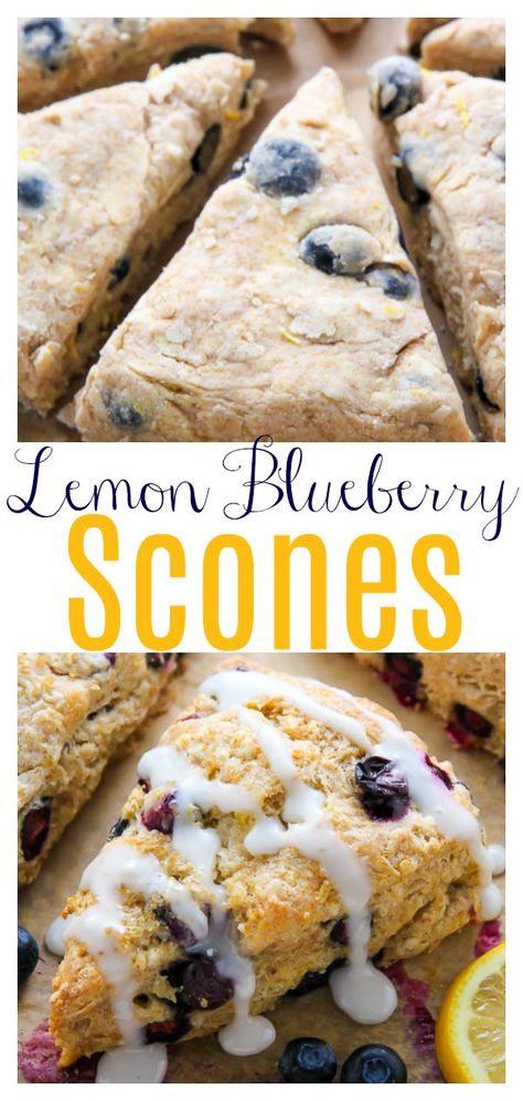 Lightened up Greek yogurt blueberry scones infused with lemon flavor and topped with a sweet lemon glaze. Simply irresistible! #blueberryscones #lemonblueberry #scones Blueberry Scones Easy, Lemon Blueberry Scones Recipe, Vegan Blueberry Scones, Lemon Icing Recipe, Lemon Blueberry Scones, Healthy Scones, Blueberry Scone, White Grape Juice, Blueberry Lemon Scones