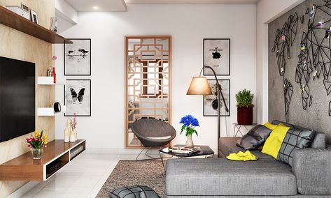 This living room in the north-east corner brings in positive vibes and is east facing house Vastu for the living room. Vastu Plan, House Vastu, North Facing House, East Direction, Design Cafe, Main Entrance Door, Vastu Tips, Boundary Walls, Entrance Door Design