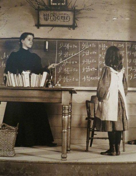 Victorian era teacher and student, Sudbery, MA Old School House, Spring Awakening, Hotel Transylvania, School House, Vintage School, Photo Vintage, Vintage Life, Old Photographs, Days Gone