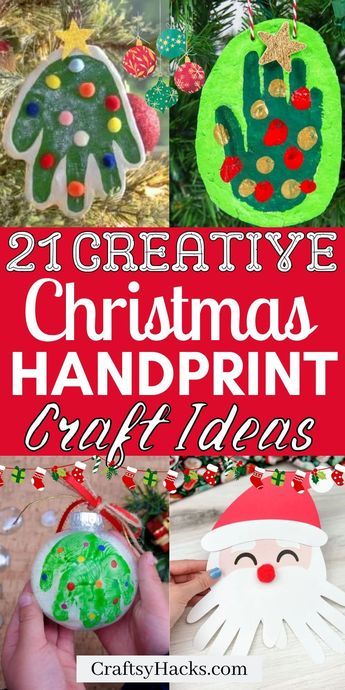 These Christmas handprint crafts that are perfect for kids of all ages! These simple and fun craft projects make for great Christmas decor and heartfelt DIY gifts. Get creative this holiday season with unique handprint arts and crafts that your little ones will love! Christmas Crafts For Kids Handprint Ornament, Toddler Ornament Craft Hand Prints, Family Christmas Crafts Projects, Christmas Art For Toddlers Simple, Hand Print Christmas Crafts For Kids, Diy Christmas Handprint Crafts, Hand Print Crafts For Kids Christmas, Hand Print Ornaments For Kids, Kids Handprint Ornaments