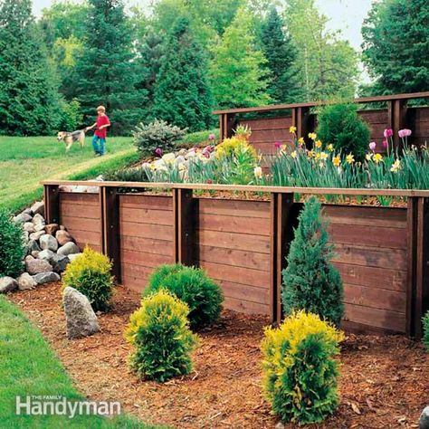 We'll show you how to build a treated wood retaining wall that can withstand the elements. Wooden Retaining Wall, Retaining Wall Steps, Retaining Wall Ideas, Diy Retaining Wall, Wood Retaining Wall, Retaining Wall Design, Building A Retaining Wall, Backyard Structures, Garden Retaining Wall