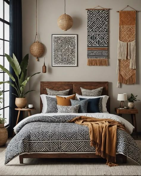 20 Japandi And Boho Infused Bedroom Decor Ideas – ToolzView Japandi Green Bedroom, Zen Style Bedroom, African Decor Bedroom, African Bedroom, Zen Room, Student Housing, Boho Bedroom Decor, Bedroom Decor Ideas, Apartment Decor Inspiration