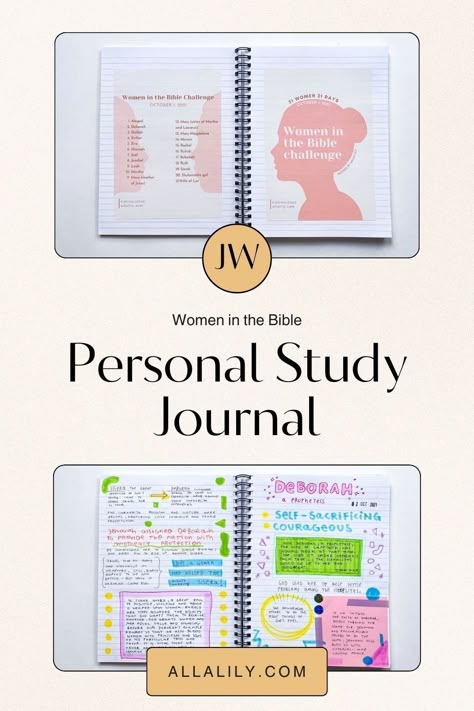 I'm excited to share my journal pages with you, which I hope will inspire you to make a personal study about these women. #jw Bible Study Projects Jw, Jw Study Schedule, Jw Journal Ideas, Jw Bible Study Ideas, Jw Study Ideas, Jw Personal Study Ideas Jehovah Witness, Jehovah Witness Bible, Free Bible Study Printables, Cart Witnessing