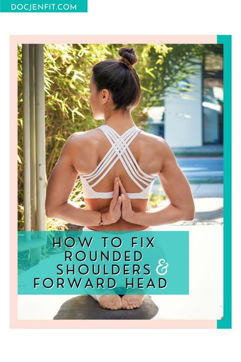 Stretches For Hunched Shoulders, Back Exercises Women Posture, Shoulder Posture Correction, How To Correct Forward Head Posture, Fix Your Mom Posture, Forward Shoulder Exercise, Fixing Rounded Shoulders, Correct Rounded Shoulders, How To Get Nice Shoulders